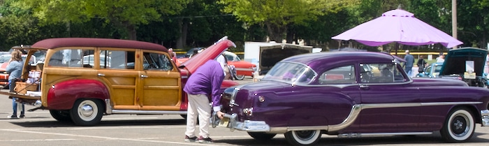 very purple and woodie